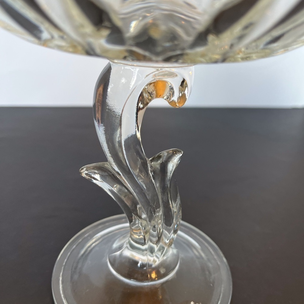 Vintage Lotus Flower Pedestal Compote Bowl - Picture 4 of 8